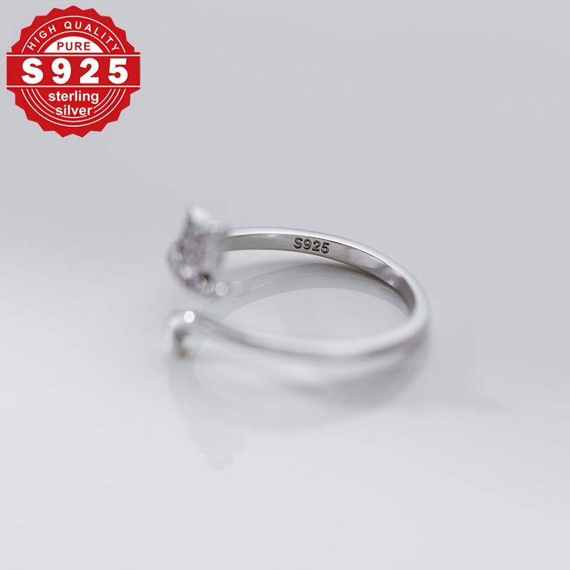 Women's S925 Sterling Silver Open Ring with Synthetic Zirconia